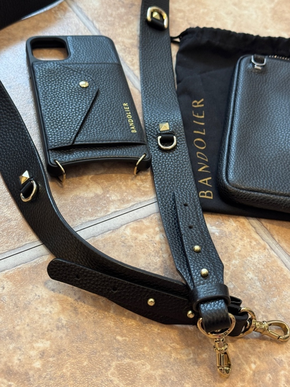 SALE!! Bandolier authentic black gold 4 piece bundle set case pouch strap bag